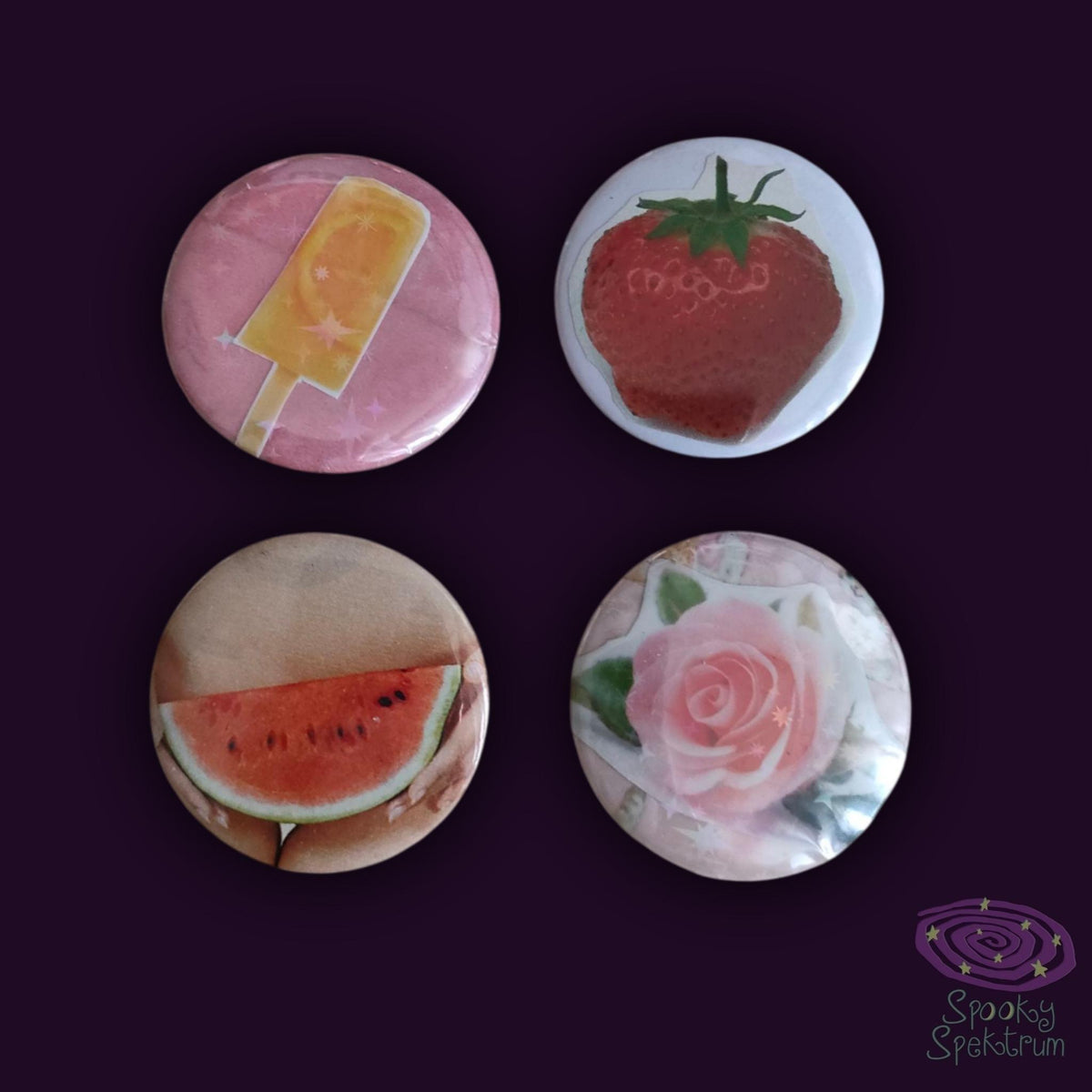 Pins - Popsicle, Strawberry, Watermelon, Rose