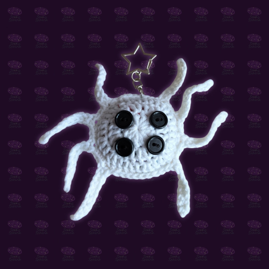Spooky Spider Crochet Keychain - White