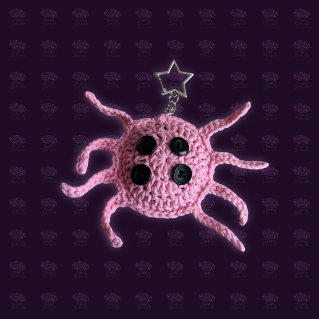 Spooky Spider Crochet Keychain - Pink