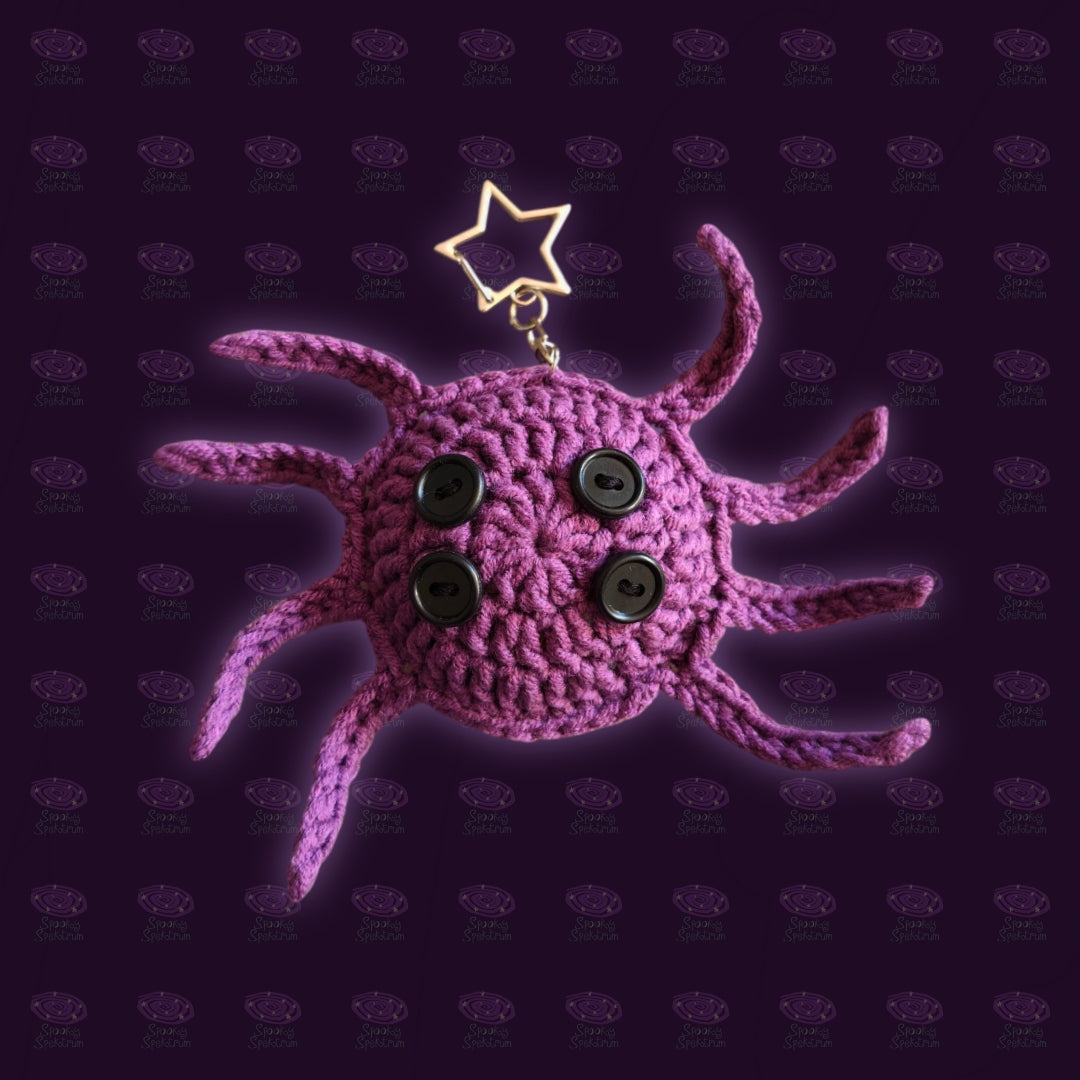 Spooky Spider Crochet Keychain - Purple