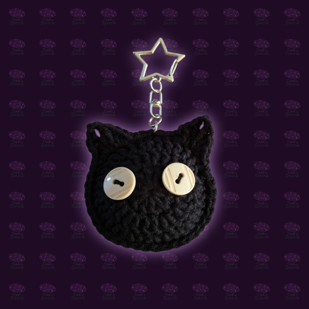 Black Cat Crochet Keychain