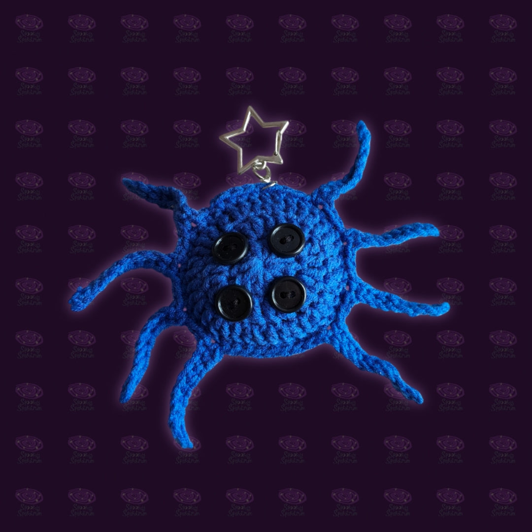 Spooky Spider Crochet Keychain - Blue