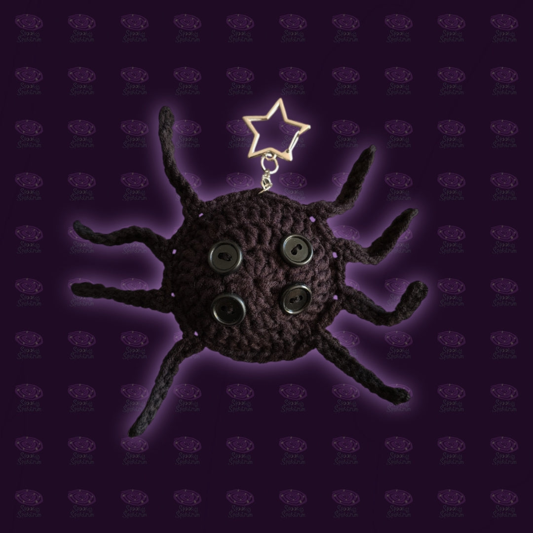 Spooky Spider Crochet Keychain - Black